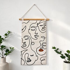 Echoes of Expression Line Art Wall Tapestry
