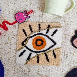 Artistic Evil Eye Handmade Mug Rug