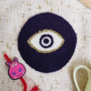 Regal Evil Eye Handmade Mug Rug
