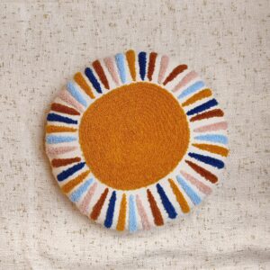 Boho Sunburst Round Hand Embroidered Cushion Cover