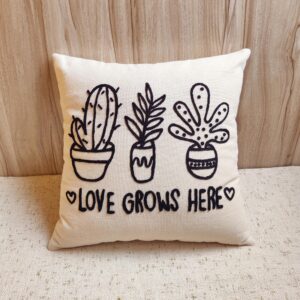 Love Grows Here Handmade Cotton Cushion Cover