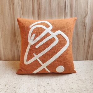 HUGO Rust Orange Hand Embroidered Pillow Cover