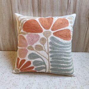 Monstera Crewel Embroidered Pillow Cover