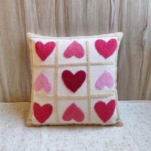 OLLIE Sweetheart Grid Hand Embroidered Pillow Cover