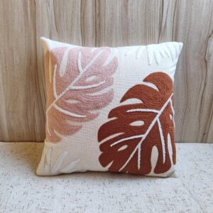CADEN Monstera Hand Embroidered Pillow Cover