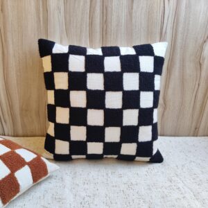 POPPY Checkered Pillow Cover Black