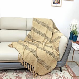 The Desert Stripes Hand Woven Cotton Throw Gray