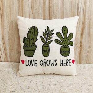 Love Grows Here Green Pillow Cover