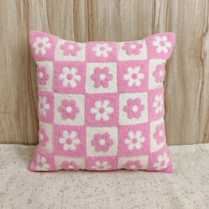 ALARA Pink Checkered Pillow Cover