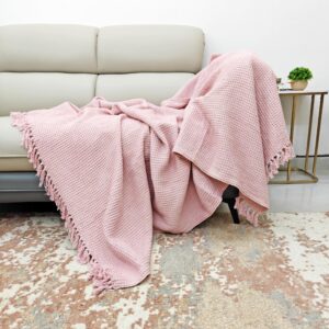 Pastel Comfort Light Pink Textured Cotton Throw