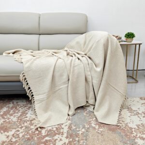 Effortless Elegance Ivory Handwoven Cotton Throw