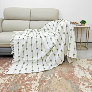Two-Tone Textured Artisan Sage Green Tufted loop Throw 