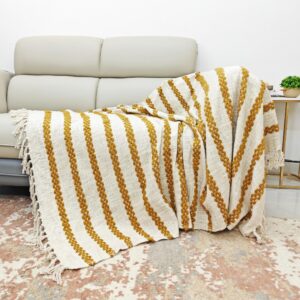 The Solstice Bohemian Mustard Gold Tufted Throw Blanket